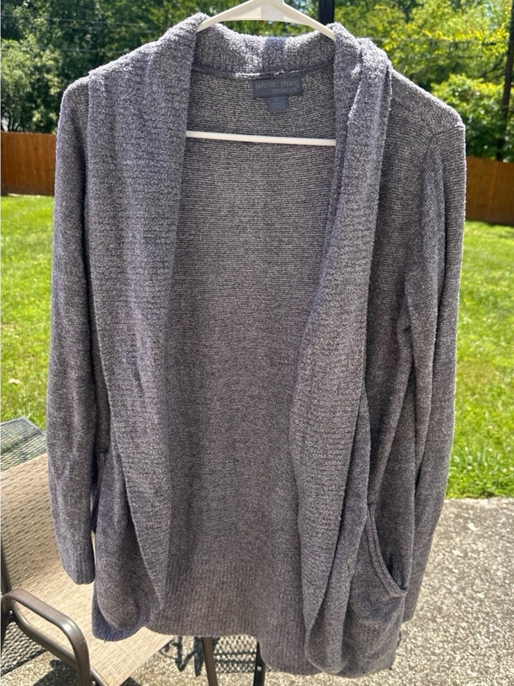 Barefoot Dreams Blue Grey CozyChic Lite Circle Cardigan Sweater with Pockets M